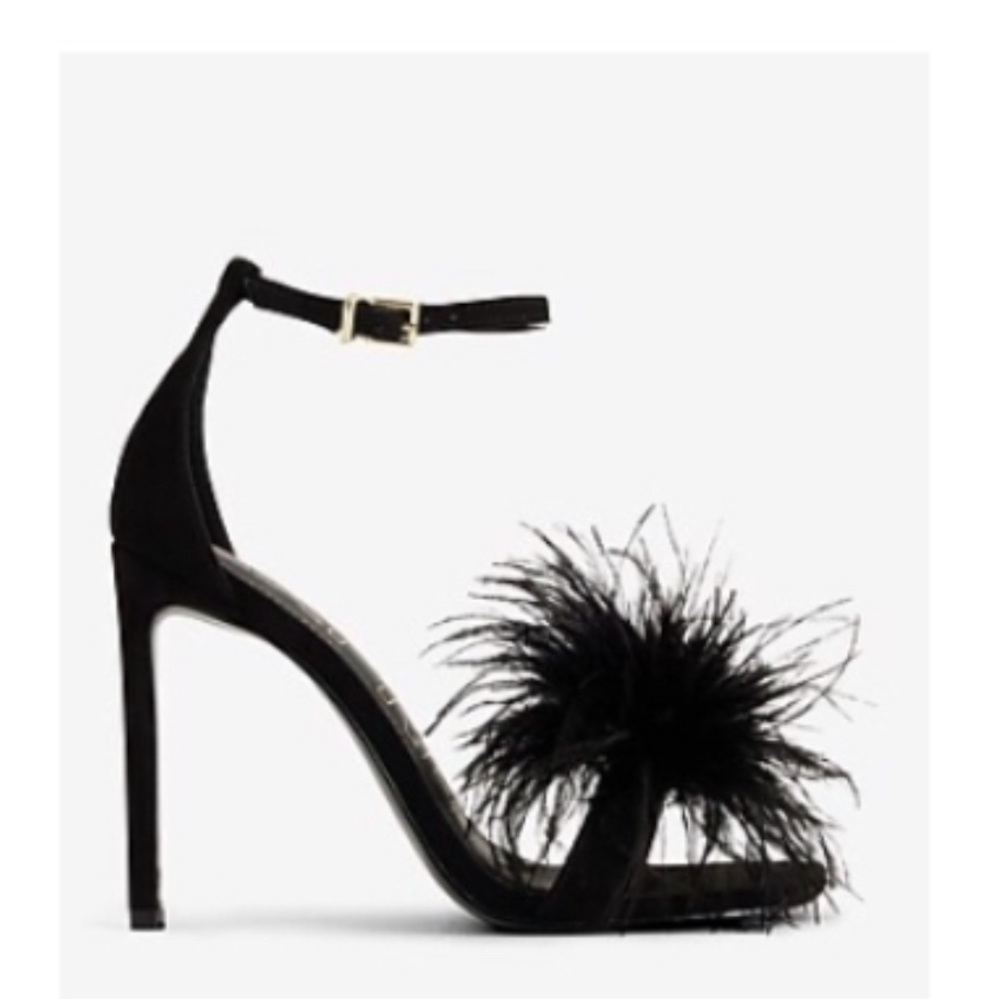 Black high feathered Express heels - other pictures used for reference only.